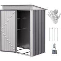 OUTSUNNY Steel Garden Shed, Small Lean-to Shed for Bike Tool, 5x3 ft in Grey
