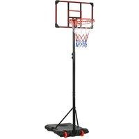 SPORTNOW Adjustable Basketball Hoop & Stand w/ Wheels, 1.8-2.1m, Red in Black | Size: Standard