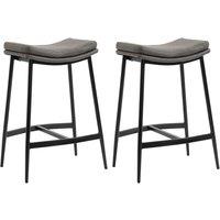 HOMCOM Industrial Bar Stools Set of 2 Kitchen Stools for Dining Room Kitchen in Grey
