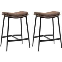 HOMCOM Industrial Bar Stools Set of 2 Kitchen Stools for Dining Room Kitchen in Brown