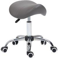 HOMCOM PU Leather Saddle Stool w/ Moulded Padded Seat Adjustable Height in Grey