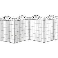 OUTSUNNY Garden Decorative Fence 4 Panels 44in x 12ft Steel Border Edging for Landscaping in Black