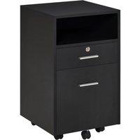 VINSETTO Mobile File Cabinet Lockable Documents Storage Unit w/ Five Wheels in Black