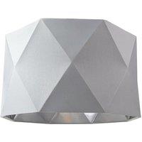 Happy Homewares Cotton Fabric Geometric Shade with Inner Brushed Metal Effect Lining in Grey | Size: 12 inches