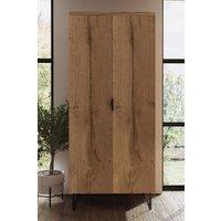 FWStyle Fisso 2 Door Cracked Oak Double Wardrobe in Brown