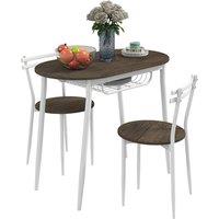 HOMCOM 3-Piece Dining Table & Chairs Set, Oval Kitchen Table with 2 Chairs Natural in Brown
