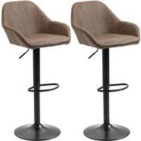 HOMCOM Adjustable Bar Stools Set of 2 Swivel Barstool W/ Footrest Kitchen Dining Room in Dark Brown