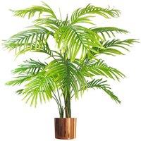 Leaf 130cm Artificial Areca Palm Tree Realistic with Copper Planter in Green