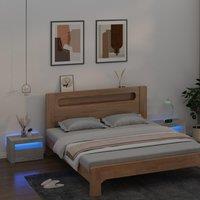 Bedside Cabinets 2 pcs with LEDs Concrete Grey 60x35x40 cm