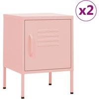 Nightstands 2 pcs Pink 35x35x51 cm Steel