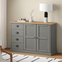 Sideboard with Drawers VIGO 113x40x75 cm Grey Solid Wood Pine