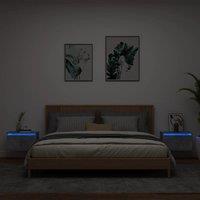 Wall-mounted Bedside Cabinets with LED Lights 2 pcs Concrete Grey