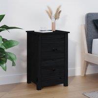 Bedside Cabinet Black 40x35x61.5 cm Solid Wood Pine