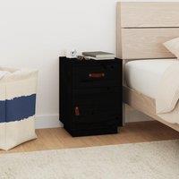 Bedside Cabinet Black 40x34x55 cm Solid Wood Pine