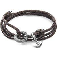 ANCHOR & CREW Men's Clyde Anchor Silver & Braided Leather Bracelet in Brown