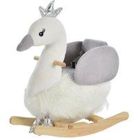 HOMCOM Cute Kids Ride-On Rocking Swan Sound Handlebars Seat Belt Plush Body in Grey