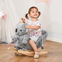 HOMCOM Kids Plush Ride-On Rocking Horse Koala-shaped Toy Rocker Grey