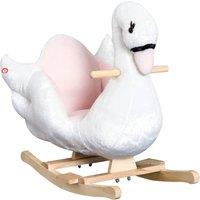 HOMCOM Kids Music Rocking Horse Ride On Swan Toy Safety Seat for Toddler in White