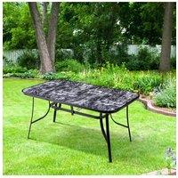 Garden Rectangular Tempered Glass Marble Coffee Table