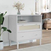 Berkfield Home Sideboard SENJA Rattan Look White 80x40x80 cm Solid Wood Pine | Size: 80 x 40 x 80 cm