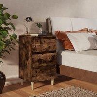 Berkfield Home Bed Cabinets with Solid Wood Legs 2 pcs Smoked Oak 40x35x69 cm in Brown | Size: 40 x 35 x 69 cm