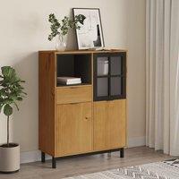 Berkfield Home Highboard with Glass Door FLAM 92x40x122.5 cm Solid Wood Pine in Brown