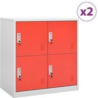 Locker Cabinets 2 pcs Light Grey and Red 90x45x92.5 cm Steel