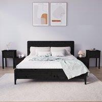 Berkfield Home Bedside Cabinet 2 pcs Black 79.5x38x65.5 cm Solid Wood Pine