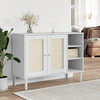 Berkfield Home Sideboard SENJA Rattan Look White 112x40x80cm Solid Wood Pine | Size: 112 x 40 x 80 cm