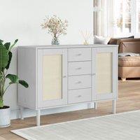 Berkfield Home Sideboard SENJA Rattan Look White 112x40x80 cm Solid Wood Pine | Size: 112 x 40 x 80 cm