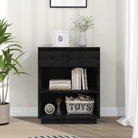 Berkfield Home Console Cabinet Black 60x34x75 cm Solid Wood Pine | Size: 60 x 34 x 75 cm