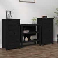 Berkfield Home Sideboards 2 pcs Black 40x35x80 cm Solid Wood Pine | Size: 40 x 35 x 80 cm