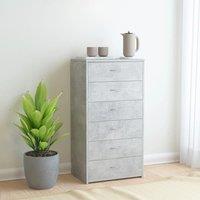 Berkfield Home Sideboard with 6 Drawers Concrete Grey 50x34x96 cm Engineered Wood | Size: 50 x 34 x 96 cm