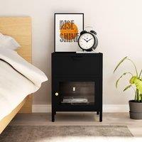 Berkfield Home Nightstand Black 40x30x54.5 cm Steel & Glass