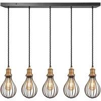 Brooklyn Balloon Cage 5 Wire Cluster Lights, 6 inch, Pewter, Brass holder