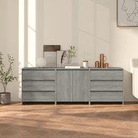 Berkfield Home 3 Piece Sideboard Grey Sonoma Engineered Wood