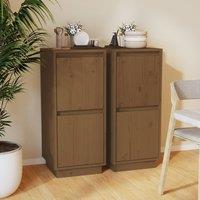 Berkfield Home Sideboards 2 pcs Honey Brown 31.5x34x75 cm Solid Wood Pine