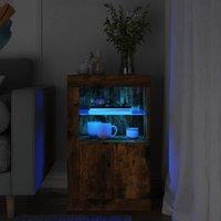 Berkfield Home Side Cabinet with LED Lights Smoked Oak Engineered Wood in Brown