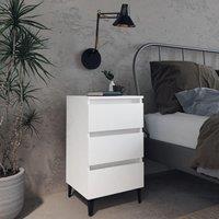 Berkfield Home Bed Cabinet with Metal Legs White 40x35x69 cm | Size: 40 x 35 x 69 cm
