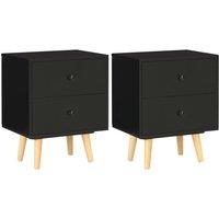 Berkfield Home Bedside Cabinets 2 pcs Black 40x30x50 cm Solid Pinewood | Size: 40 x 30 x 50 cm