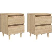 Berkfield Home Bed Cabinets & Solid Pinewood Legs 2 pcs Sonoma Oak 40x35x50 cm in Brown | Size: 40 x 35 x 50 cm