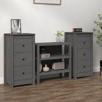 Berkfield Home Sideboards 2 pcs Grey 40x35x80 cm Solid Wood Pine | Size: 40 x 35 x 80 cm
