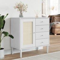 Berkfield Home Sideboard SENJA Rattan Look White 80x40x80 cm Solid Wood Pine | Size: 80 x 40 x 80 cm