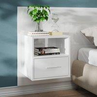 Berkfield Home Wall-mounted Bedside Cabinet High Gloss White