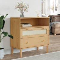 Berkfield Home Sideboard SENJA Rattan Look Brown 80x40x80 cm Solid Wood Pine | Size: 80 x 40 x 80 cm