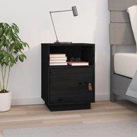 Berkfield Home Bedside Cabinet Black 40x34x55 cm Solid Wood Pine | Size: 40 x 34 x 55 cm