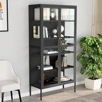 Berkfield Home Display Cabinet Anthracite 90x40x180 cm Steel & Tempered Glass in Black | Size: 90 x 40 x 180 cm