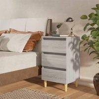 Berkfield Home Bed Cabinet with Solid Wood Legs Grey Sonoma 40x35x69 cm | Size: 40 x 35 x 69 cm