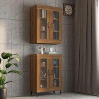 Berkfield Home Hanging Wall Cabinet Brown Oak 69.5x34x90 cm
