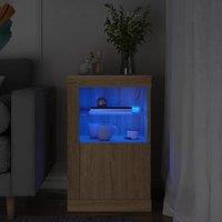 Berkfield Home Side Cabinet with LED Lights Sonoma Oak Engineered Wood in Brown